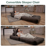 BEHOST 86" Oversized Folding Sofa Bed, Teddy Fabric Futon Couch Sleeper for Living Room, Dark Gray