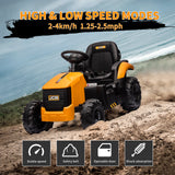 Ride on Excavator Car with RC, Keenstone JCB Digger Truck Scooter Seat Storage,Yellow