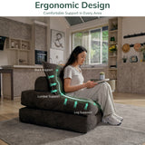 BEHOST 86" Oversized Folding Sofa Bed, Teddy Fabric Futon Couch Sleeper for Living Room, Dark Gray