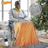 Electric Heated Blanket Throw w/ Hand Warmer, Keenstone Machine Washable Fast Heated Flannel Blanket Twin Size, Blue
