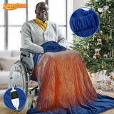 Electric Heated Blanket Throw w/ Hand Warmer, Keenstone Machine Washable Fast Heated Flannel Blanket Twin Size, Blue