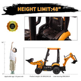Ride on Excavator Car with RC, Keenstone JCB Digger Truck Scooter Seat Storage,Yellow