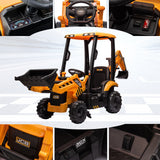 Ride on Excavator Car with RC, Keenstone JCB Digger Truck Scooter Seat Storage,Yellow