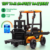 Ride on Forklift Car with RC, Keenstone JCB Forklift Truck Scooter Seat Storage,Yellow