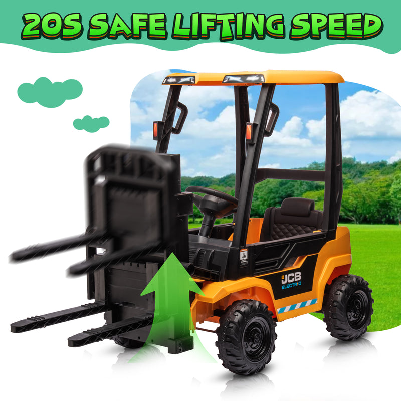 Ride on Forklift Car with RC, Keenstone JCB Forklift Truck Scooter Seat Storage,Yellow