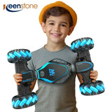 RC Stunt Snake Monster, Keenstone Giant Wheel Remote Control Toy Truck Car with High-Speed Climbing and Colorful Gradient Lights with Music,Blue