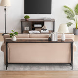 70" Console Table Entryway Sofa Table with Power Outlets,Rustic Brown