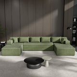 Behost 140" Oversized Modular Sectional Sofa for Living Room, U Shaped Cloud Couch, Green