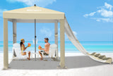 VECUKTY Beach Cabana, 6.2 x 6ft Portable Beach Canopy with Side Wall, UPF 50+ UV Protection, Easy to Set up Cool Beach Cabana Tent, Waterproof Sun Shelter with Privacy Sunwall for Sand-Beige