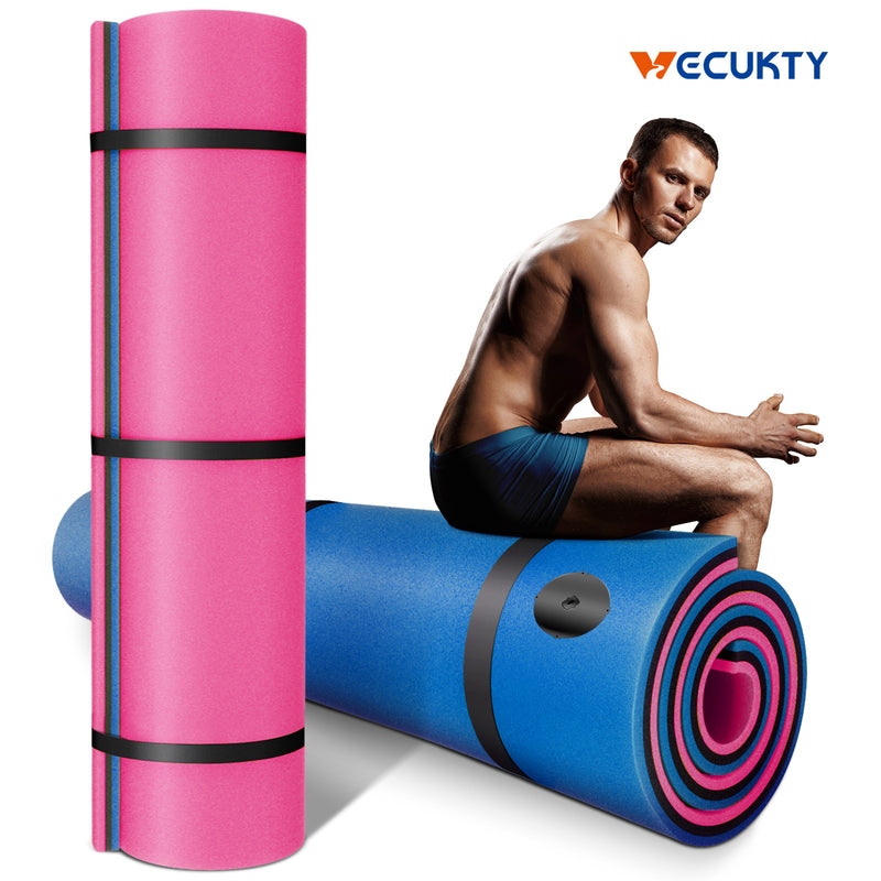 6'x 6' Floating Water Pad for 2 Person, VECUKTY 3 Layer Lily Pad for Water Recreation and Relaxing,Tear-Resistant XPE Foam Floating Mat for Beach,Ocean, Lake，Pink&Blue