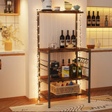 Monvane Kitchen Baker's Rack Storage Shelf Microwave Cart Oven Stand Coffee Bar,Rustic Brown