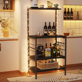 Monvane Kitchen Baker's Rack Storage Shelf Microwave Cart Oven Stand Coffee Bar,Black
