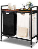 Rolling Laundry Sorting Cart,Rustic Brwon