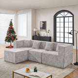 BEHOST 102.5" L-Shaped Cloud Couch Modular Sectional Sofa for Living Room, Light Gray Chenille Fabric Sofa Couch with Ottoman and 4 Pillows, No Assembly