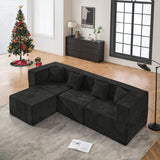BEHOST 102.5" Black Chenille Comfy Cloud Couch, Modular Sectional Sofa for Living Room