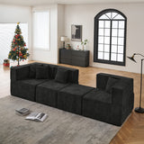 BEHOST 102.5" Black Chenille Comfy Cloud Couch, Modular Sectional Sofa for Living Room