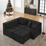 BEHOST 102.5" Black Chenille Comfy Cloud Couch, Modular Sectional Sofa for Living Room