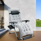 VECUKTY XL Oversize Zero Gravity Chair - 500lb Capacity, 29-Inch Wide Padded Seat, Folding Travel Recliner for Outdoor / Indoor Use - Patio, Lawn,Grey,Portable and Heavy Duty