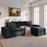 BEHOST 4-Piece 102" L-Shaped Modular Sectional Sofa, Velvet Cloud Sleeper Couch with 2 Movable Ottomans, Deep Seat Living Room Furniture Set,Dark Gray