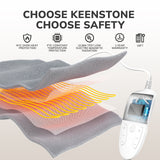 Electric Heated Blanket Throw w/ Hand Warmer, Keenstone Machine Washable Fast Heated Flannel Blanket Twin Size, Blue