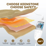 Electric Heated Blanket Throw w/ Hand Warmer, Keenstone Machine Washable Fast Heated Flannel Blanket Twin Size, Blue