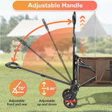 Collapsible Camping Wagon, Vecukty Portable Foldable Cart with All Terrain Solid Wheels, Heavy Duty Folding Utility Grocery Wagon with 150lbs, for Shopping,Sports,Fishing,Beach,Garden,Black
