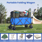 Collapsible Camping Beach Wagon, VECUKTY 350L Garden Cart, Heavy Duty Utility Fold Wagon with Big Wheel & Side Pickets for Garden, Camping, Sport, Shopping