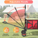 Collapsible Camping Wagon, Vecukty Portable Foldable Cart with All Terrain Solid Wheels, Heavy Duty Folding Utility Grocery Wagon with 150lbs, for Shopping,Sports,Fishing,Beach,Garden,Black