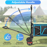 Collapsible Camping Wagon, Vecukty Portable Foldable Cart with All Terrain Solid Wheels, Heavy Duty Folding Utility Grocery Wagon with 150lbs, for Shopping,Sports,Fishing,Beach,Garden,Black