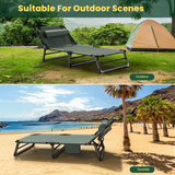 VECUKTY Foldable Camp Cot 500lb Capacity, 4-Position Reclining Lounge Chair with Pillow, Steel Frame & Oxford Fabric for Camping, Travel, Outdoor
