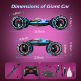 RC Stunt Snake Monster, Keenstone Giant Wheel Remote Control Toy Truck Car with High-Speed Climbing and Colorful Gradient Lights with Music,Blue