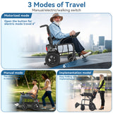 SACVON Foldable Electric Wheelchair for Seniors, All Terrain Motorized Wheelchair for Seniors with Detachable Battery,Airline Approved