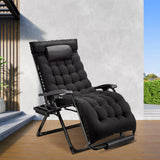 VECUKTY XXL Oversize Zero Gravity Chair - 500lb Capacity, 33-Inch Wide Padded Seat, Folding Travel Recliner for Outdoor / Indoor Use - Patio, Lawn, Black, Portable and Heavy Duty
