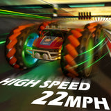 Remote Control Truck, Keenstone 1:10 Giant Wheel Remote Control Toy Car with High-Speed Climbing and Colorful Gradient Lights with Music,Orange