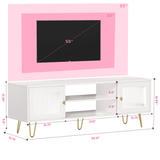 Behost Modern TV Stand for 65 Inch TV with LED Light & Power Outlets, Entertainment Center TV Cabinets for Living Room, White