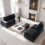 BEHOST 4-Piece 102" L-Shaped Modular Sectional Sofa, Velvet Cloud Sleeper Couch with 2 Movable Ottomans, Deep Seat Living Room Furniture Set,Dark Gray