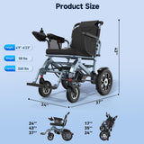SACVON Lightweight Electric Wheelchair for Adults,Only 59 Lbs All Terrain Motorized Wheelchair,22 Miles Long Travel Range,2 Storage Bags