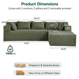 Behost 105" Modular Sectional Sofa Couch with Pillows, Deep Seat L Shaped Sofa for Living Room, Green
