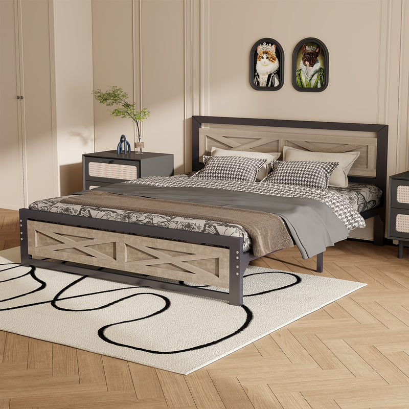 Behost Platform Bed Frame with Headboard, Full Size Bed