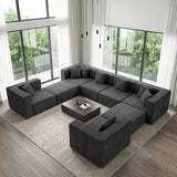 BEHOST 202.5" Boneless Cloud Couch, 8 Modules Sectionals Sofa with 27.5" Deep Seat, No Assembly Required, Dark Gray