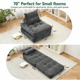BEHOST 70" Corduroy Convertible Futon Sofa Bed, Folding Couch Sleeper for Small Spaces, Dark Gray