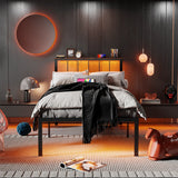 Behost Twin Bed Frame with Headboard, Storage Metal Platform Bed Frame Twin, Adjustable No Box Spring Needed