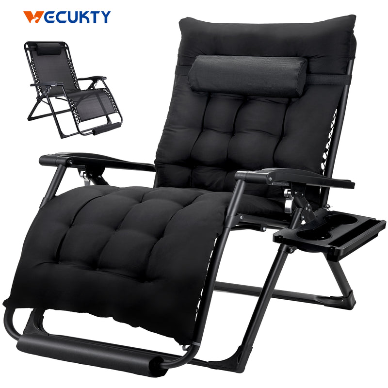 Zero Gravity Chair,VECUKTY Patio Lawn for Indoor and Outdoor Chairs ,500lbs Oversized XL 29IN Ergonomic Lounge Folding Reclining Chair,Black