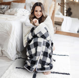 Electric Heating Blanket with Waistband and Sleeves - Keenstone Cozy Plaid Heated Throw with 6 Heat Levels and Timer Settings - 50 x 70 inch,Red