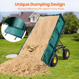 Heavy Duty Steel Dump Garden Cart, Vecukty Outdoor Utility Lawn Yard Wagon 600Lbs 3 cu ft Capacity with Liner, Gardening Cart with Removable Sides and 10 Inch Pneumatic Wheels - Black