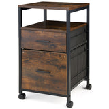 MONVANE File Cabinet with 2 Drawers for A4 Letter Size for Home Office, Mobile Printer Stand with Storage, Brown