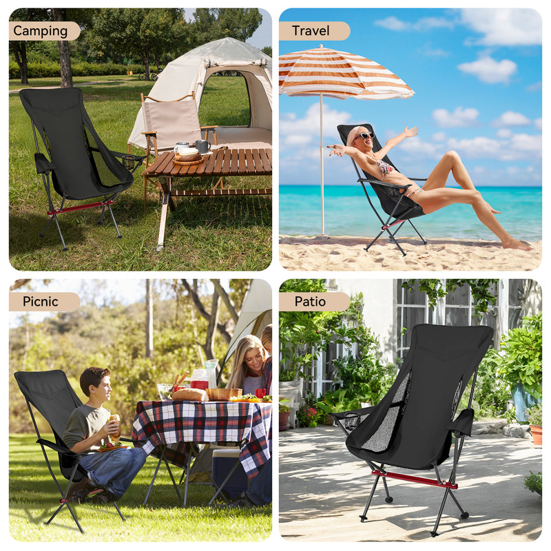 Ultralight High Back Camping Chair, Lightweight Folding Chairs with Headrest, Portable Compact for Outdoor Camp, Hiking, Picnic, Backpacking