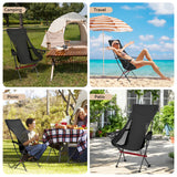 Ultralight High Back Camping Chair, Lightweight Folding Chairs with Headrest, Portable Compact for Outdoor Camp, Hiking, Picnic, Backpacking