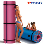 Splicable Multi Person Floating Water Mat , Vecukty 8.5x6 ft Lily Pad for Water Recreation and Relaxation, Tear Resistant XPE Foam Floating Mat for Beach, Ocean, Lake, Pink&Blue