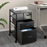 MONVANE File Cabinet with 2 Drawers for A4 Letter Size for Home Office, Mobile Printer Stand with Storage, Black